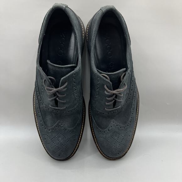 ECCO Kenton Wingtip Brogue Shoes Men Size 10 Blue Nubuck Leather Casual Oxford main image 4